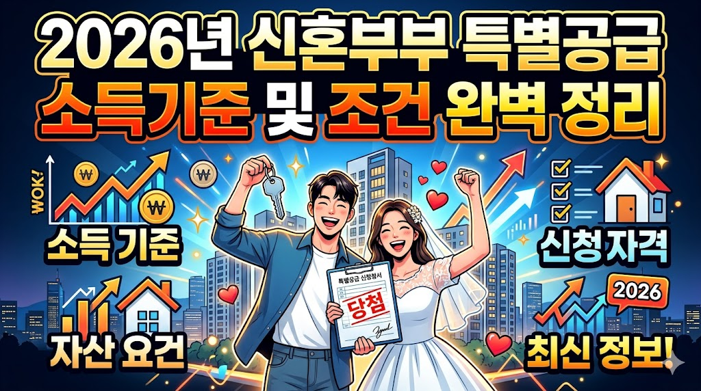 2026년 신혼부부 특별공급 소득기준 및 조건 완벽 정리