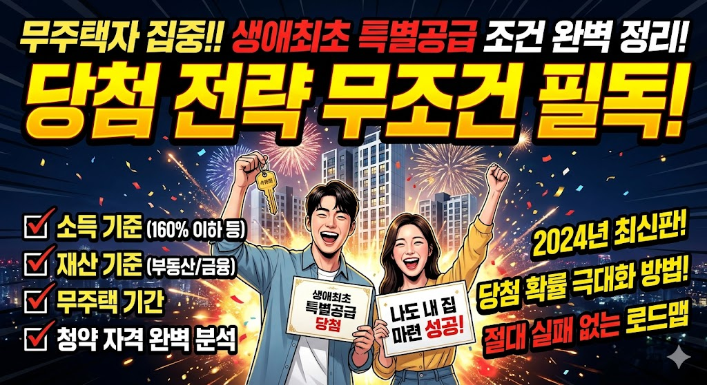 생애최초 특별공급 조건 완벽 정리, 무주택자 당첨 전략