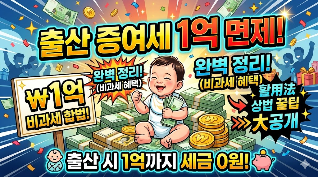 출산 증여세 면제 조건 완벽 정리 (1억 공제 활용법)