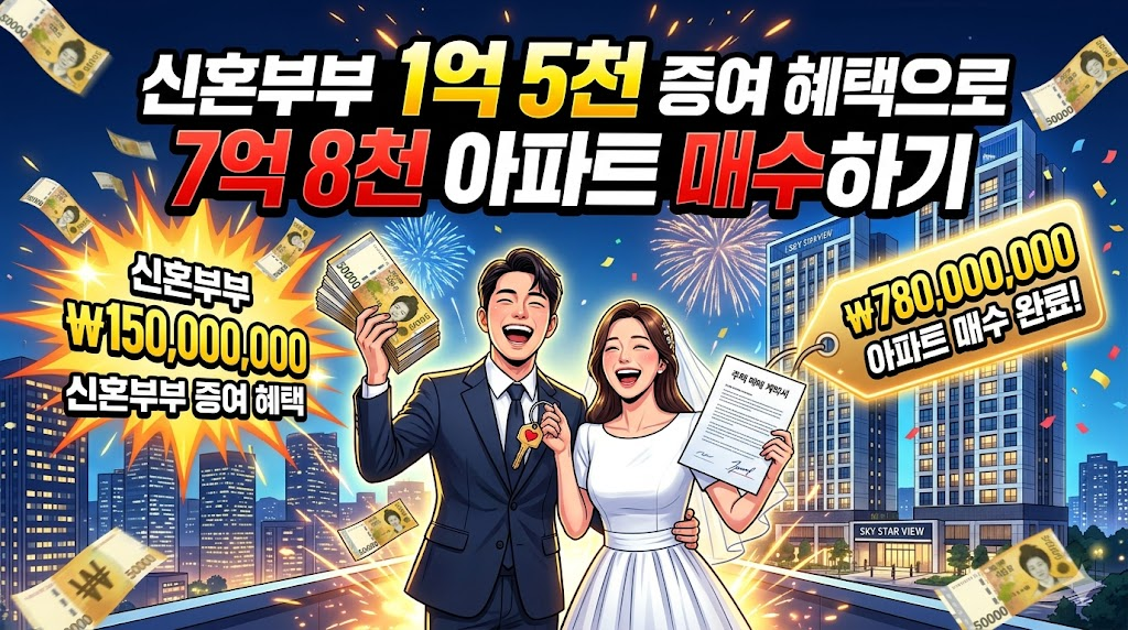 신혼부부 1억 5천 증여 혜택으로 7억 8천 아파트 매수하기