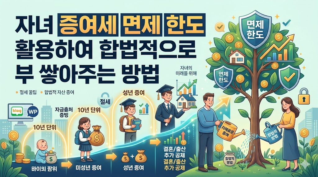 자녀 증여세 면제 한도 활용하여 합법적으로 부 쌓아주는 방법