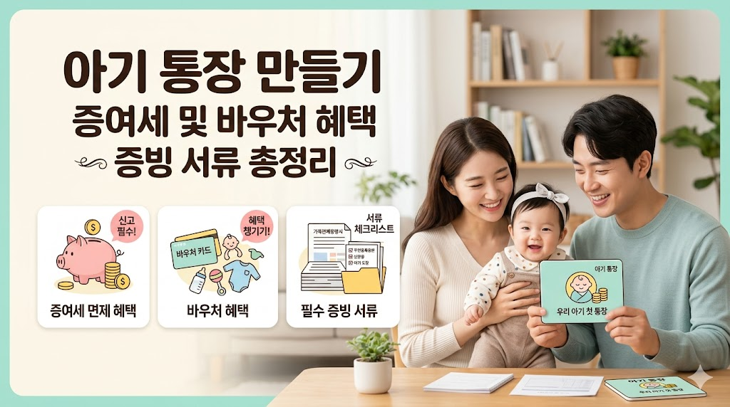 아기 통장 만들기 증여세 및 바우처 혜택 증빙 서류 총정리