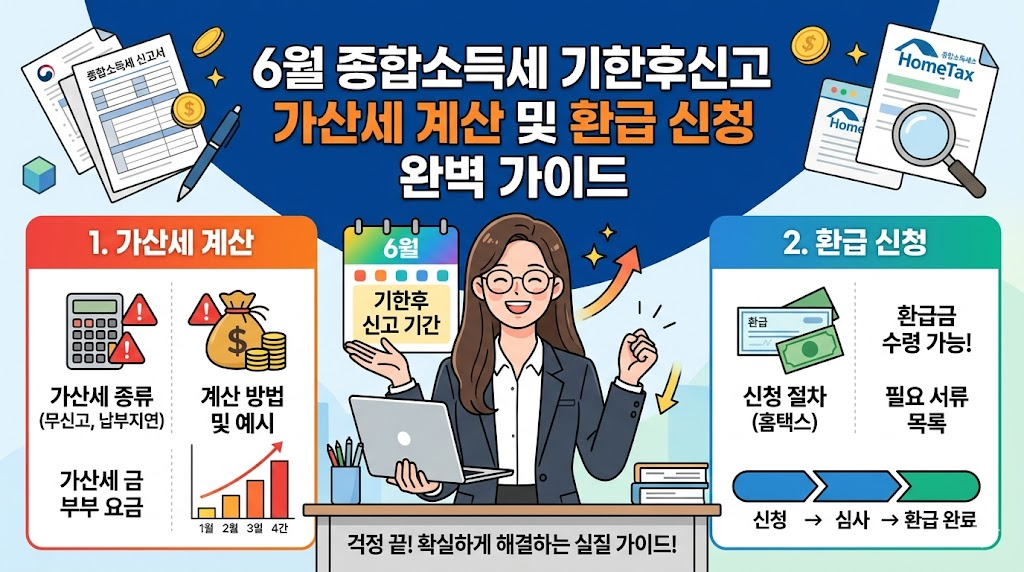 6월 종합소득세 기한후신고 가산세 계산 및 환급 신청 완벽 가이드