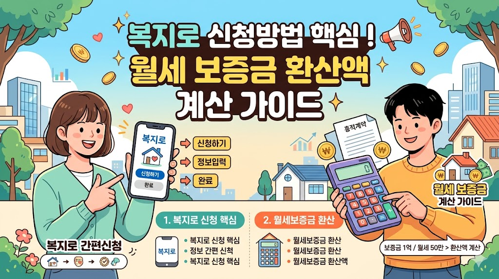 복지로 신청방법 핵심 ! 월세 보증금 환산액 계산 가이드