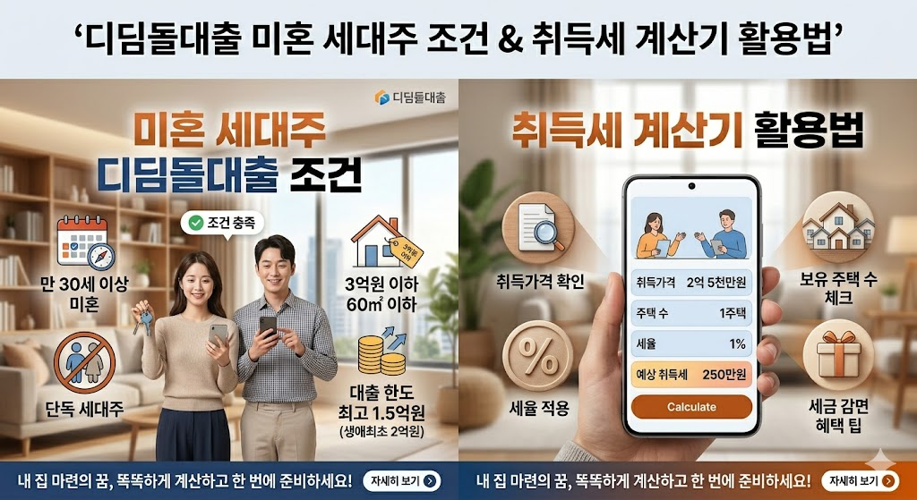 디딤돌대출 미혼 세대주 조건과 취득세 계산기 활용법