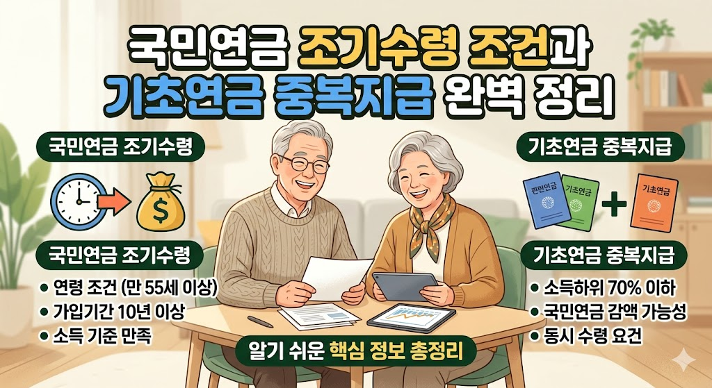 국민연금 조기수령 조건과 기초연금 중복지급 완벽 정리
